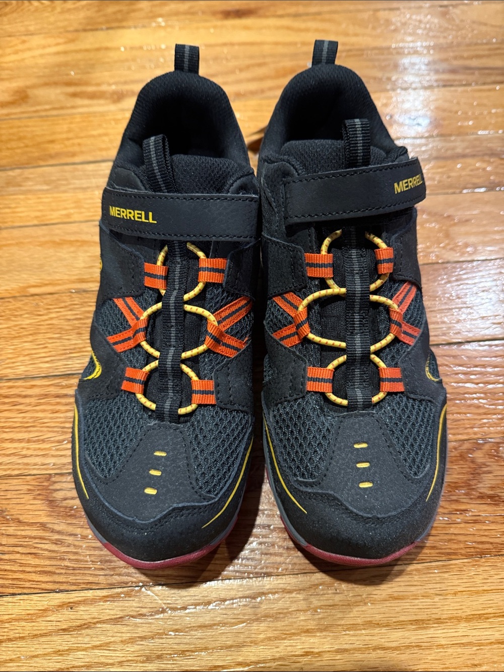 Merrell Kids Black Trail Sneakers with Orange and Yellow Accents
